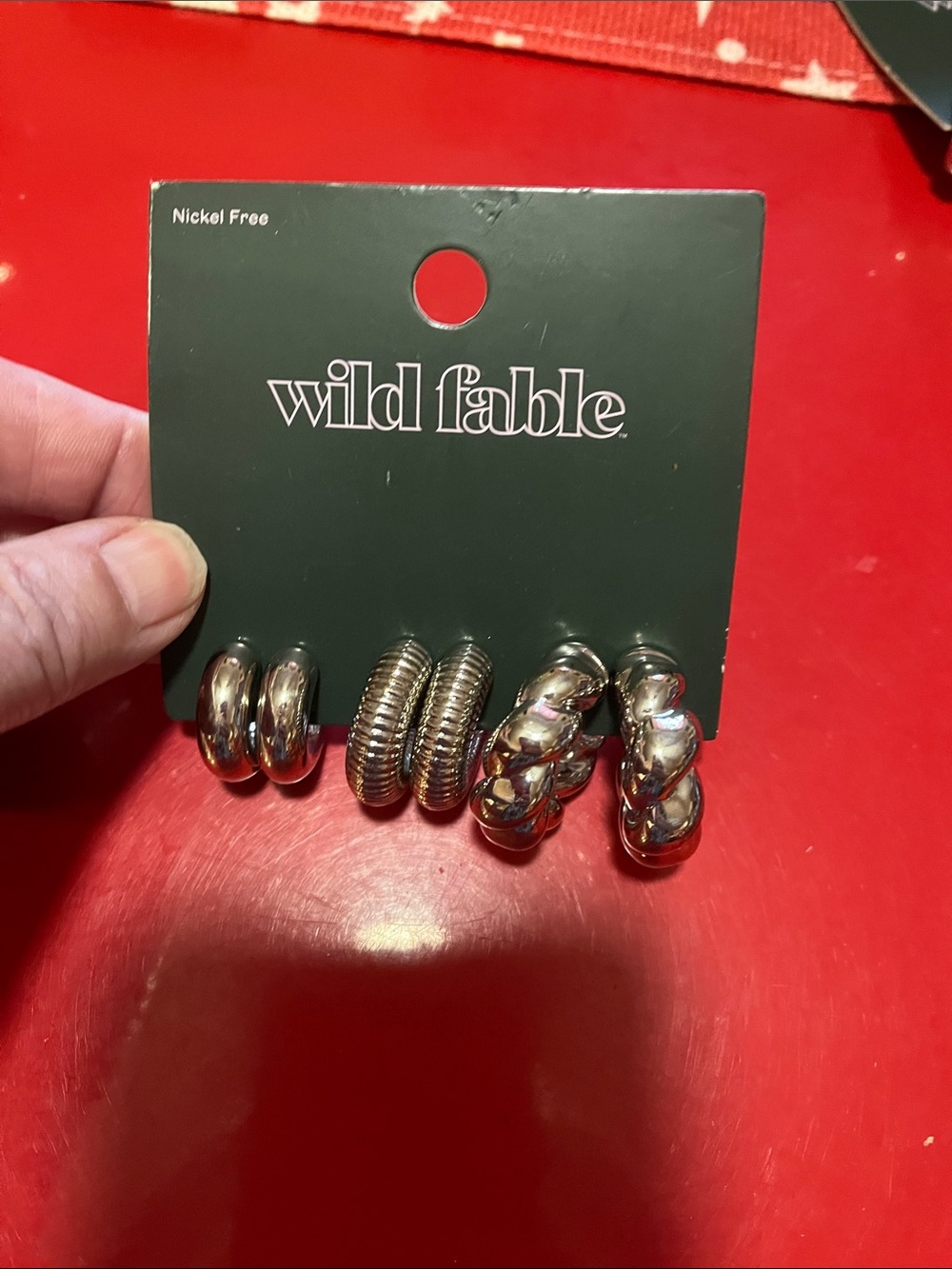 wild fable Silver-Tone Trio of Chunky Hoop Earrings